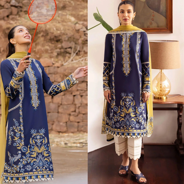 SR-809 Lawn Embroidered 3pc With Embroidered Chiffon Dupatta