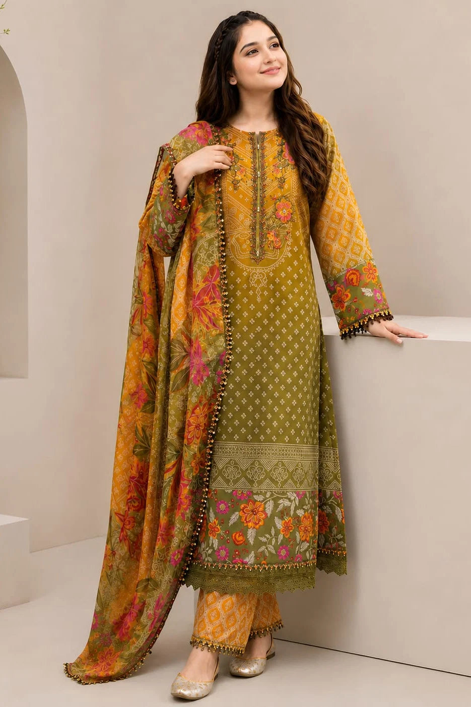 LF-D359 Digital Printed Lawn Suit 3pc With Lawn Digital Printed Dupatta