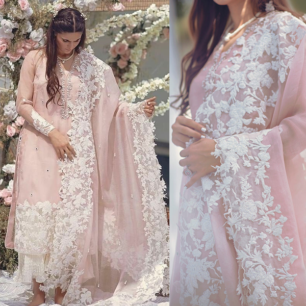 SR-90 Unstitched Lawn Embroided 3pc With Organza Embroidered Dupatta