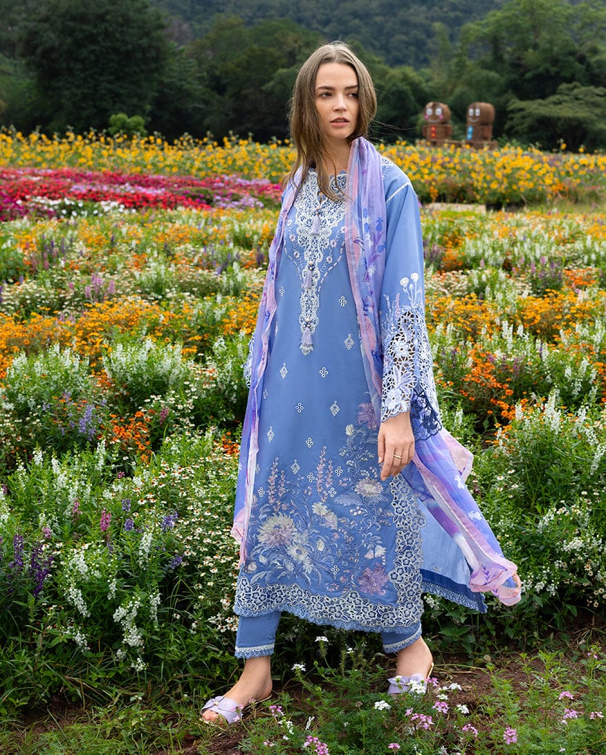 LF-MS2780 Lawn Unstitched Embroidered 3pc Suit With Monar Digital Printed Dupatta