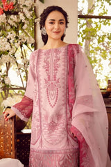 LF-RA46 Embroidered Unstitched Lawn 3Pc Suit With Organza Embroidered Dupatta