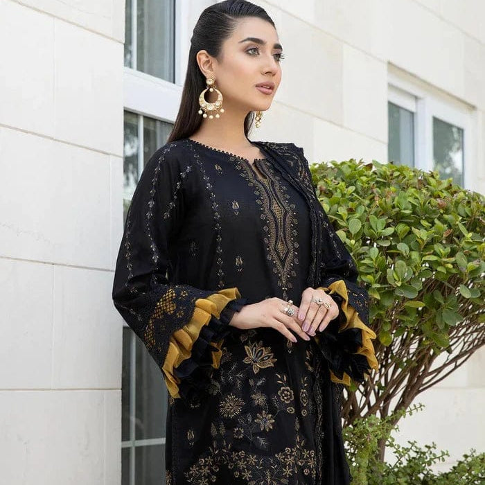 SR-BA06 Un-Stitched Lawn Embroidered 3pc With Organza Embroidered Dupatta