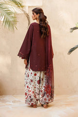 LF-IZ236 Neckline & Sleeves Embroidered Digital Printed Lawn Suit 3pc With Monar Digital Printed Dupatta