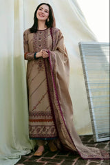 SR-FL895 Unstitched Heavy Embroidered Dhanak Suit With Embroidered Dhanak Shawl