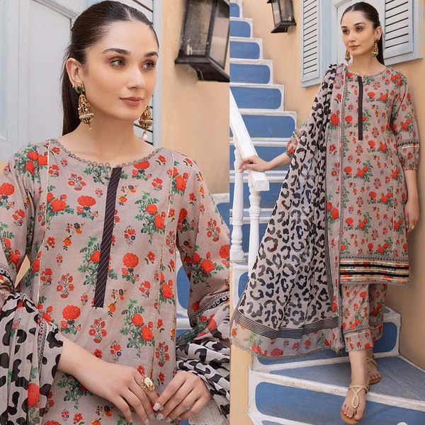 SR-CH06 Unstitched Digital Printed Lawn Suit 3pc With Digital Printed Lawn Dupatta