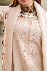 SR-QL2660 Lawn Unstitched ChikenKari 3pc Suit With Cotton Net Embroidered Dupatta
