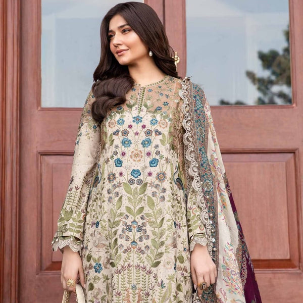 SR-MB555 Dhanak Embroidered Suit With Digital Printed Woolen Shawl