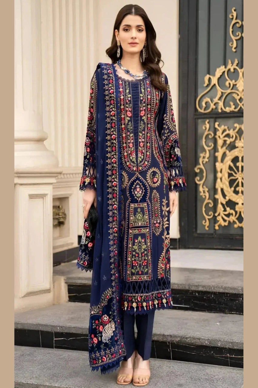 SR-MB965 Unstitched Embroidered Dhanak Wool Suit With Embroidered Dhanak Shawl