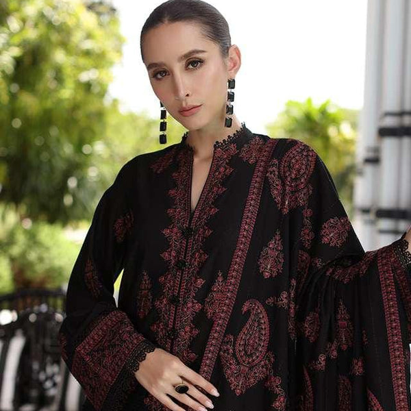 SR-SP565 Unstitched Heavy Embroidered Dhanak Suit With Embroidered Dhanak Shawl