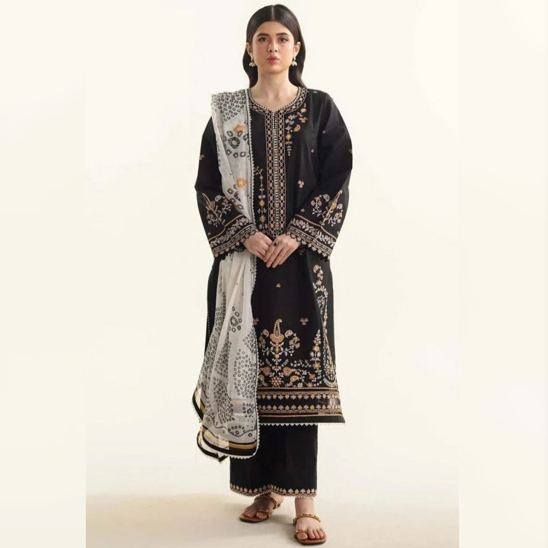 SR-CO2650 Lawn Unstitched 3pc Embroidered Suit With Digital Printed Poly Lawn Dupatta