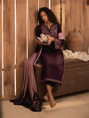 SR-RP605 Unstitched Embroidered Dhanak Suit With Embroidered Dhanak Shawl