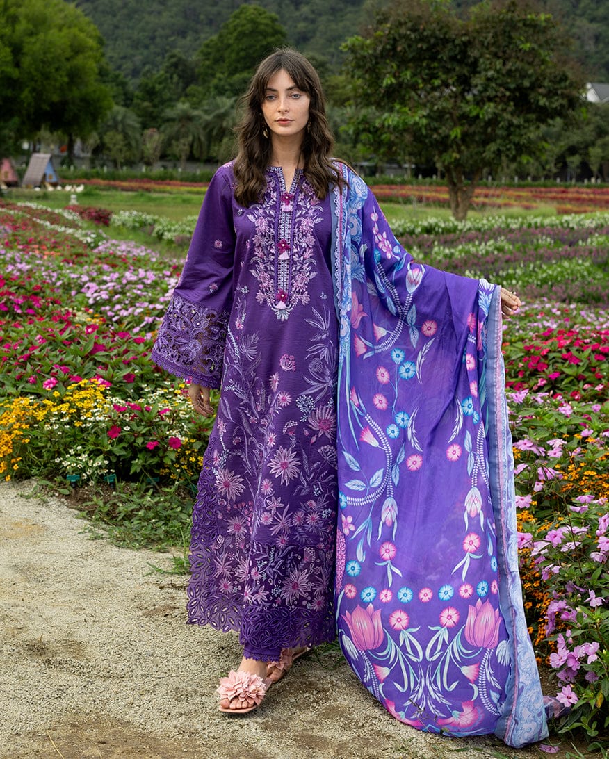 LF-MS2770 Lawn Unstitched Embroidered 3pc Suit With Monar Digital Printed Dupatta