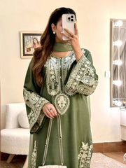 LF-MR2740 Unstitched Embroidered Lawn Suit 3pc With Bamber Chiffon Embroidered Dupatta