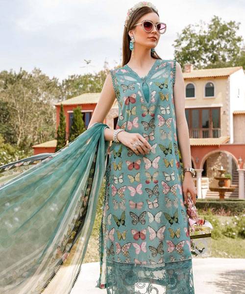 LF-MB26 Digital Printed Lawn Unstitched Suit 3pc with Monar Digital Printed Dupatta & Daman Embroidered Lace