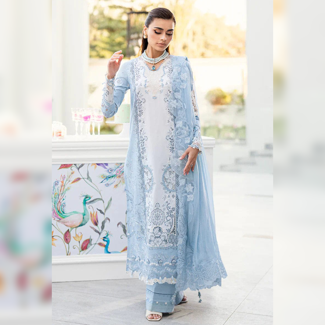 SR-CS2645 Lawn Unstitched Embroidered 3pc Suit With Embroidered Chiffon Dupatta