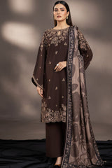 SR-BQ140 Dhanak Embroidered Suit With Digital Printed Wool Shawl
