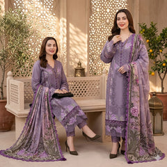 LF-JD2680 Lawn Unstitched Embroidered 3pc Suit With Lawn Digital Printed Dupatta