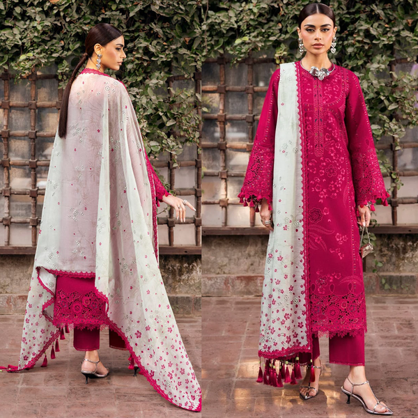 SR-JZ2760 Lawn Unstitched Embroidered 3pc Suit With Monar Digital Printed Dupatta