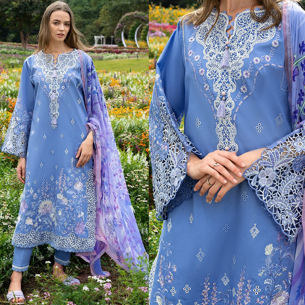LF-MS2780 Lawn Unstitched Embroidered 3pc Suit With Monar Digital Printed Dupatta