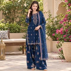 LF-BT2940 Unstitched Sequence Embroidered Dhanak Suit With Sequence Embroidered Chiffon Dupatta