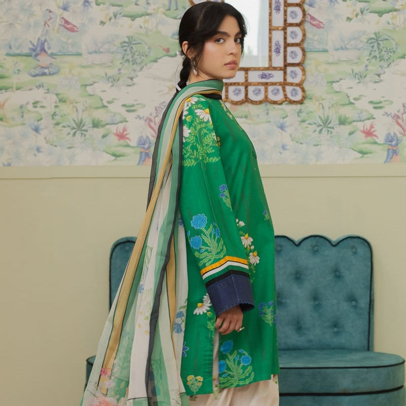 SR-CO498 Digital Printed 3Pc Unstitched Lawn Suit With Digital Printed Monar Dupatta