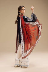 LF-RR610 Unstitched Fully Embroidered Lawn Suit With Digital Printed Monar Dupatta