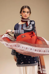 LF-RR610 Unstitched Fully Embroidered Lawn Suit With Digital Printed Monar Dupatta