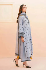 LF-AS2775 Unstitched Embroidered Lawn 3pc Suit With Organza Embroidered Dupatta
