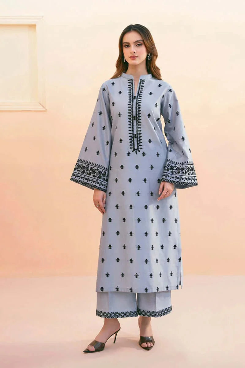 LF-AS2775 Unstitched Embroidered Lawn 3pc Suit With Organza Embroidered Dupatta