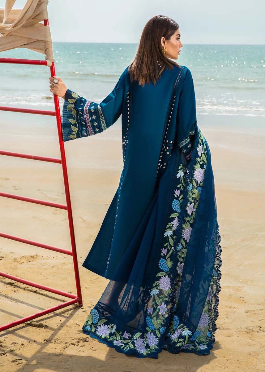 LF-CM30 Lawn 3Pc Unstitched Heavy Embroidered Lawn Suit With Embroidered Organza Dupatta