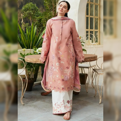 LF-ZS2755 Lawn Unstitched Embroidered 3pc Suit With Cotton Lawn Digital Printed Dupatta