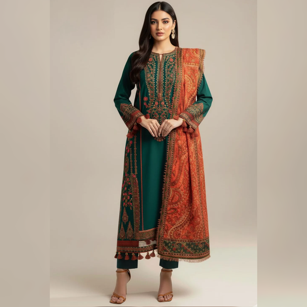 LF-MB525 Lawn Embroidered Suit With Digital Printed Lawn Dupatta