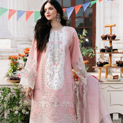 SR-2585 Lawn Unstitched Embroidered 3pc Suit With Organza Embroidered Dupatta