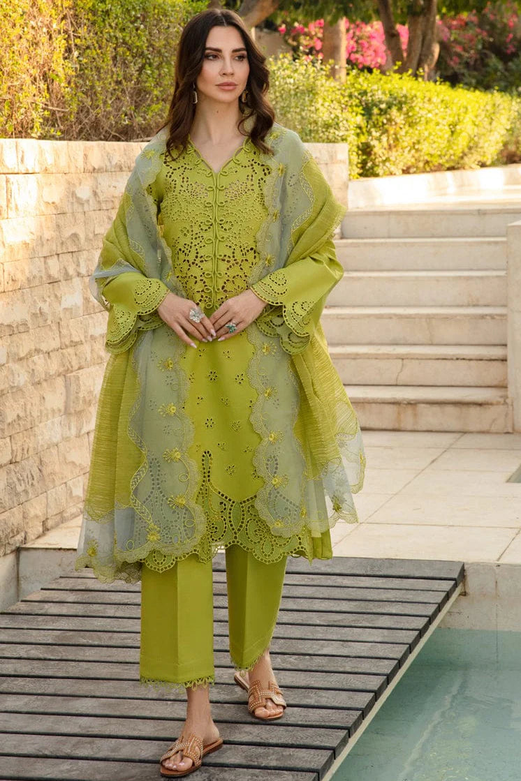 LF-RR2780 Lawn Unstitched Chikenkari 3pc Suit With Cotton Net Embroidered Dupatta