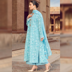 LF-BR08 Lawn 3Pc Embroidered Suit with Bamber Chiffon Embroidered Dupatta