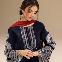 SR-RR610 Unstitched Heavy Embroidered Dhanak Suit With Digital Printed Monar Dupatta