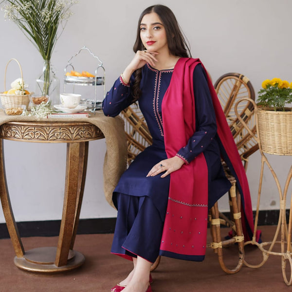 SR-1146 Unstitched Fully Embroided Dhanak Suit With Dhanak Dupatta