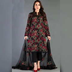 LF-BR345 Lawn Unstitched Embroidered 3pc Suit With Embroidered Chiffon Dupatta