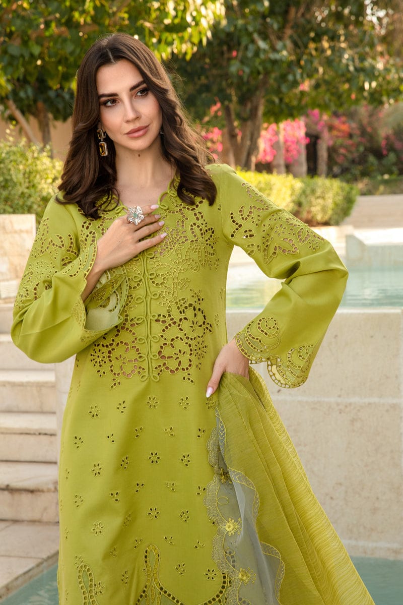LF-RR2780 Lawn Unstitched Chikenkari 3pc Suit With Cotton Net Embroidered Dupatta