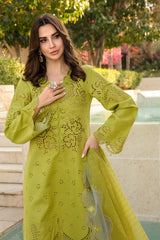 LF-RR2780 Lawn Unstitched Chikenkari 3pc Suit With Cotton Net Embroidered Dupatta