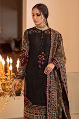 LF-BQ14 Lawn Unstitched Embroidered 3pc Suit With Organza Embroidered Dupatta