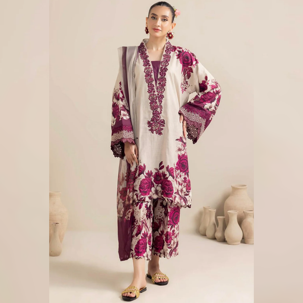 LF-AD476 Unstitched Digital Printed Lawn Suit 3pc With Digital Printed Lawn Dupatta