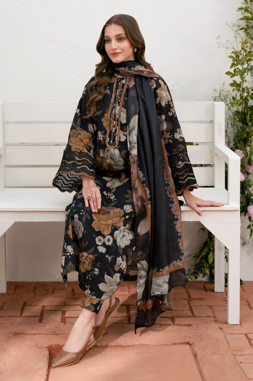 LF-BQ02 Digital Printed Lawn Suit 3pc with Lawn Digital Printed Dupatta & Embroidered Patches