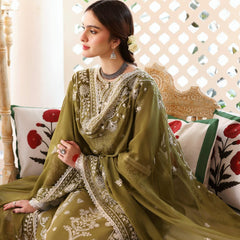 SR-MR590 Unstitched Heavy Embroidered Lawn Suit With Embroidered Lawn Dupatta