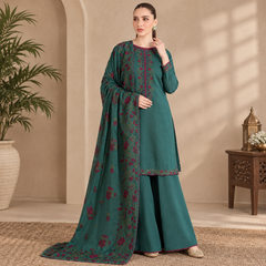 LF-IZ2925 Unstitched Fully Embroidered Dhanak Suit With Fully Embroidered Dhanak Shawl