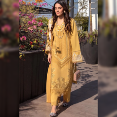 LF-SS1220 Heavy Embroidered Lawn 3Pc Suit With Lawn Embroidered Dupatta