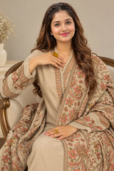 LF-528 (8.2 Meters) Luxury Dhanak Embroidered Suit with Dhanak Embroidered Shawl