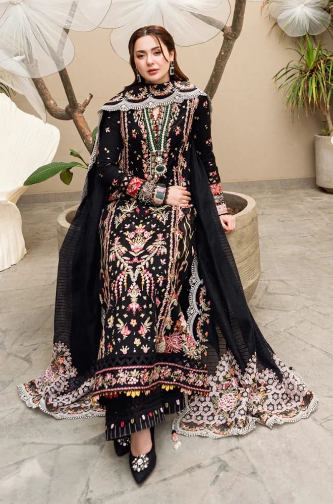 LF-QL2655 Unstitched Heavy Embroidered Lawn Suit With Bamber Chiffon Embroidered Dupatta