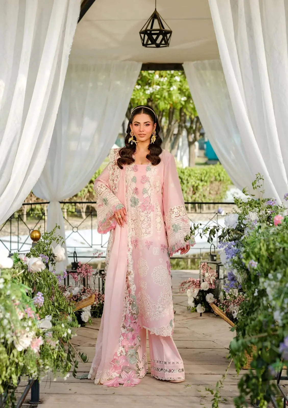 LF-EL2790 Unstitched Fully Embroided Lawn Suit With Cotton Net Embroidered Dupatta