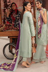 LF-MS42 Embroidered Chikenkari Unstitched Lawn 3pc Suit With Silk Printed Dupatta